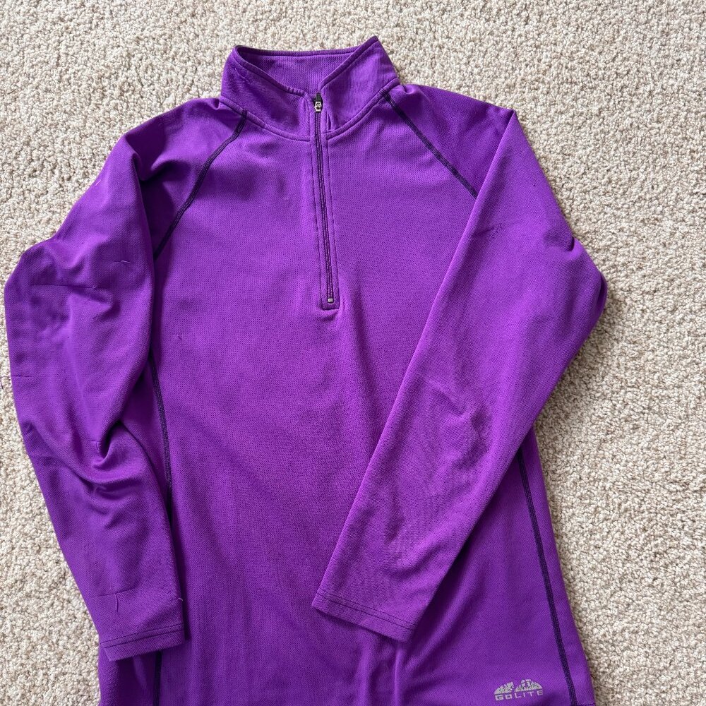 Long sleeve, 1/4 zip, Large, Purple turtle neck